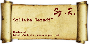 Szlivka Rezső névjegykártya